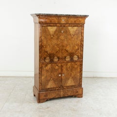 Charles X Period Burl Walnut Secretary Signed Mathias Bregenzer, circa 1824