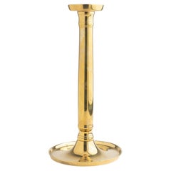 French Charles X period cast brass columnar candlestick, 1815-30