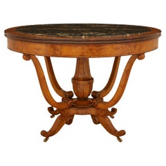 French Charles X Period Maplewood, Birchwood and marble center table