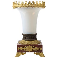 French Charles X Period Opaline Vase with Gilt Bronze Mounts, circa 1830
