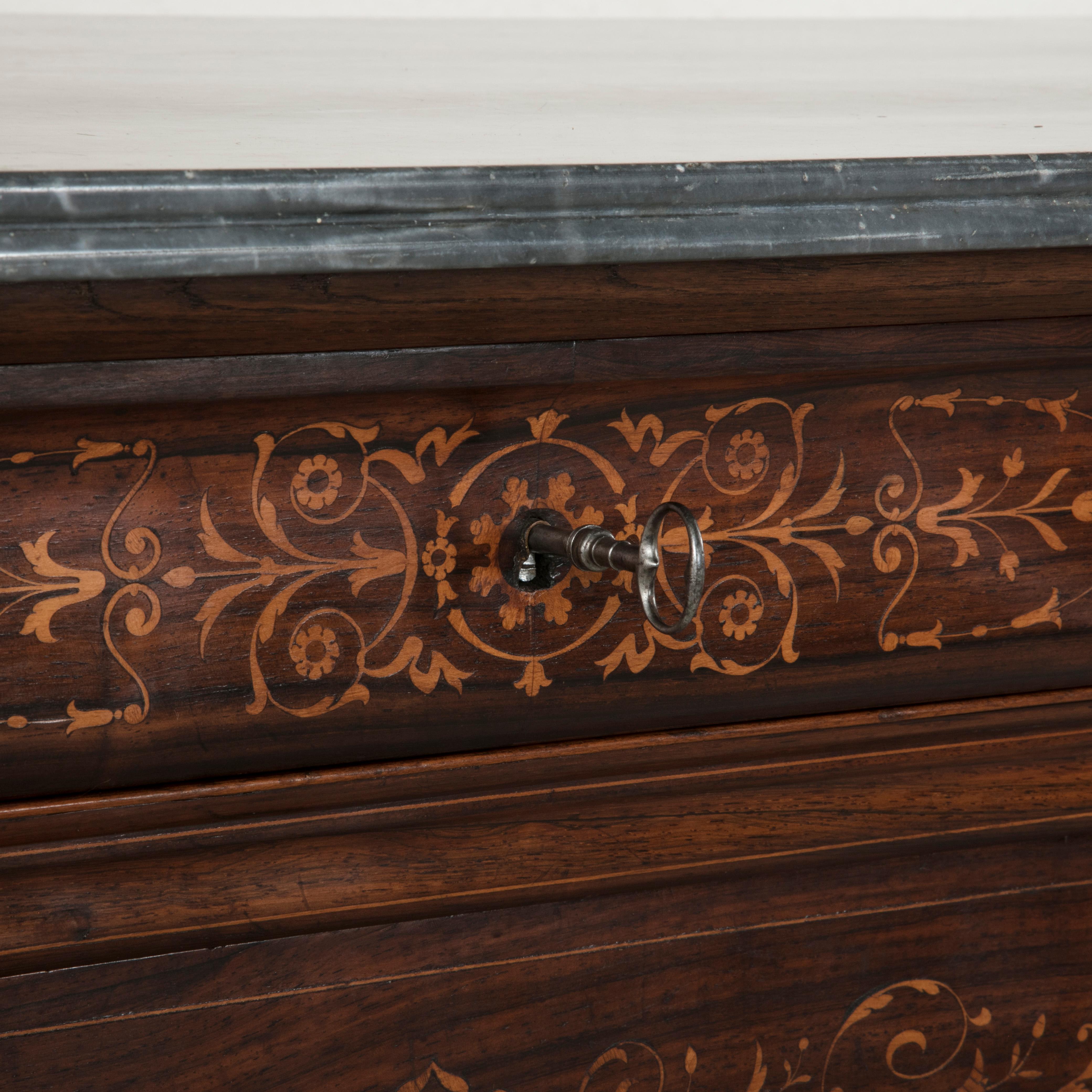 French Charles X Period Palisander and Lemonwood Marquetry Chest, circa 1820 2