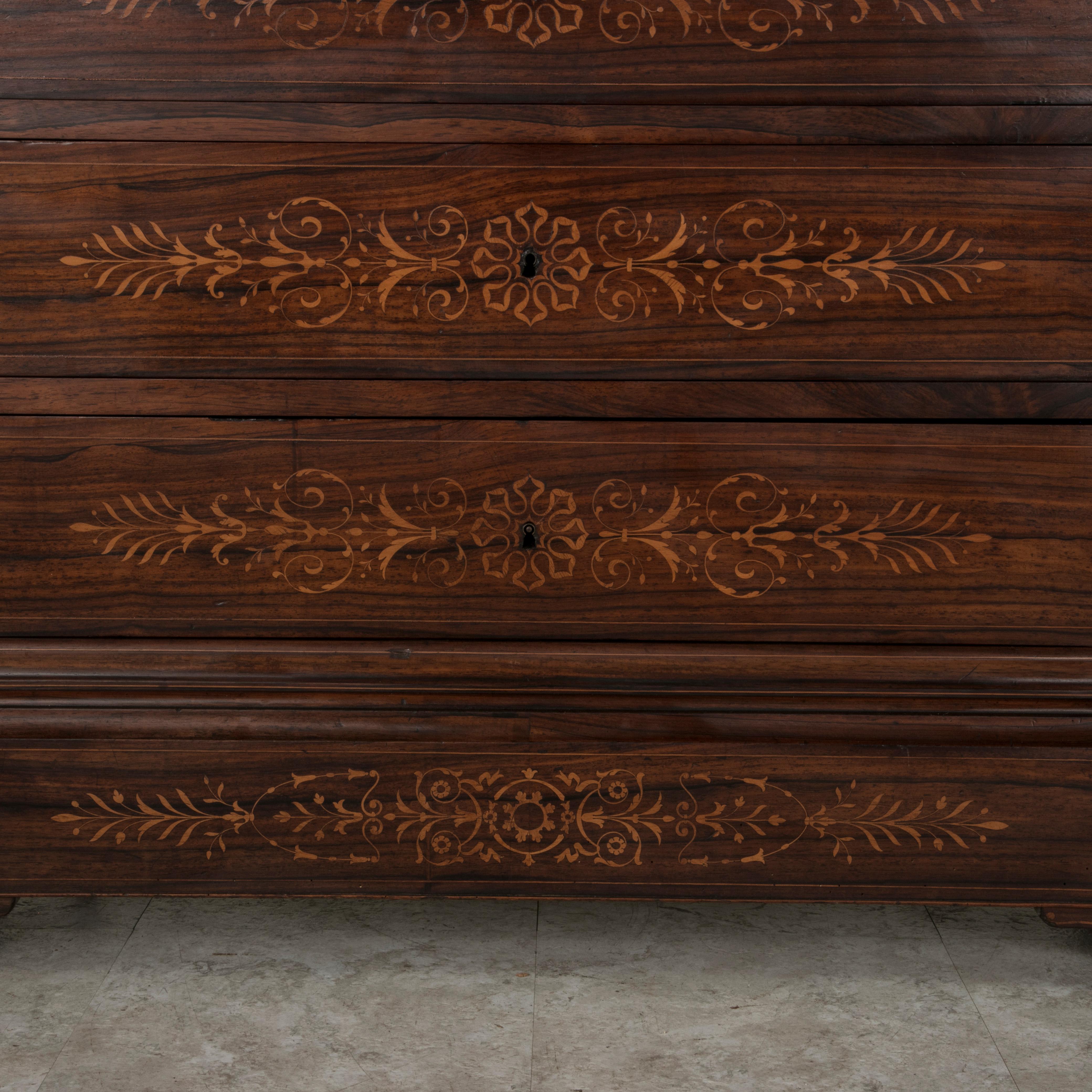 French Charles X Period Palisander and Lemonwood Marquetry Chest, circa 1820 3