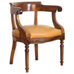 French Charles X Period Walnut Desk Chair, Early 2nd Quarter 19th Century