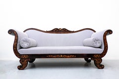 French Charles X Sofa, 1820s, New upholstery Black and White Stripes