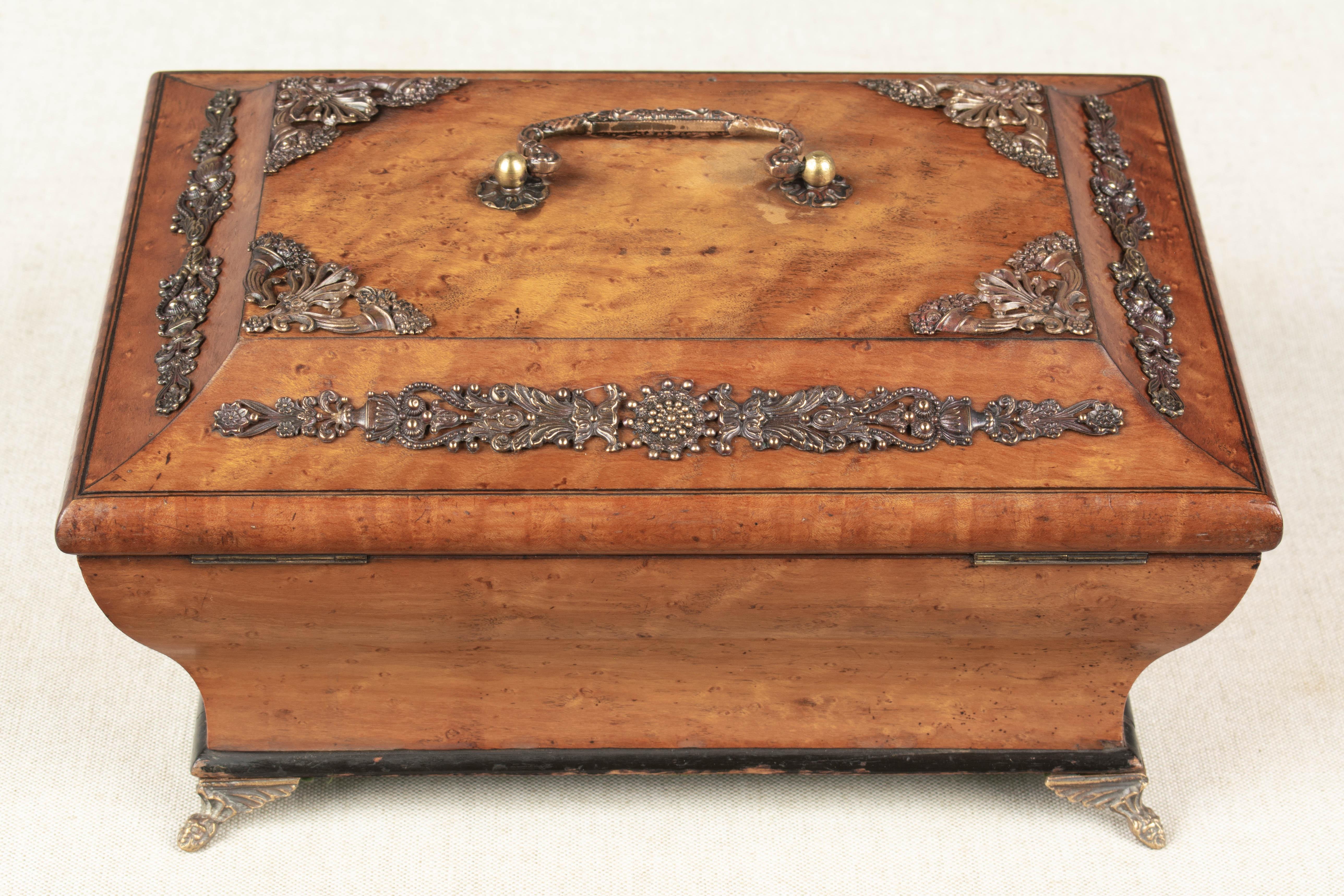 Brass French Charles X Style Amboyna Wood Box
