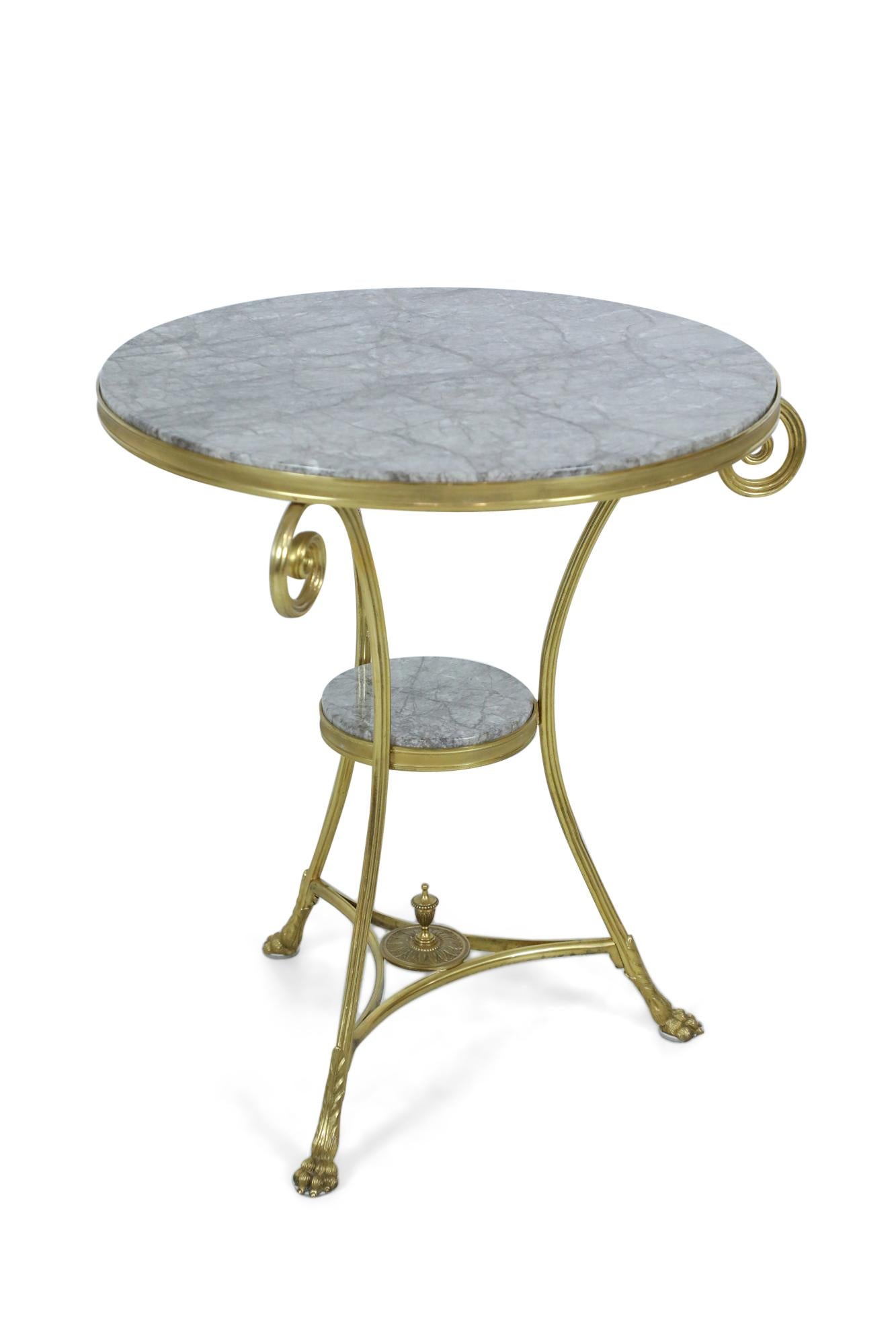 20th Century French Charles X-style Bronze Gueridon with Marble Top and Shelf