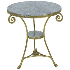 French Charles X-style Bronze Gueridon with Marble Top and Shelf