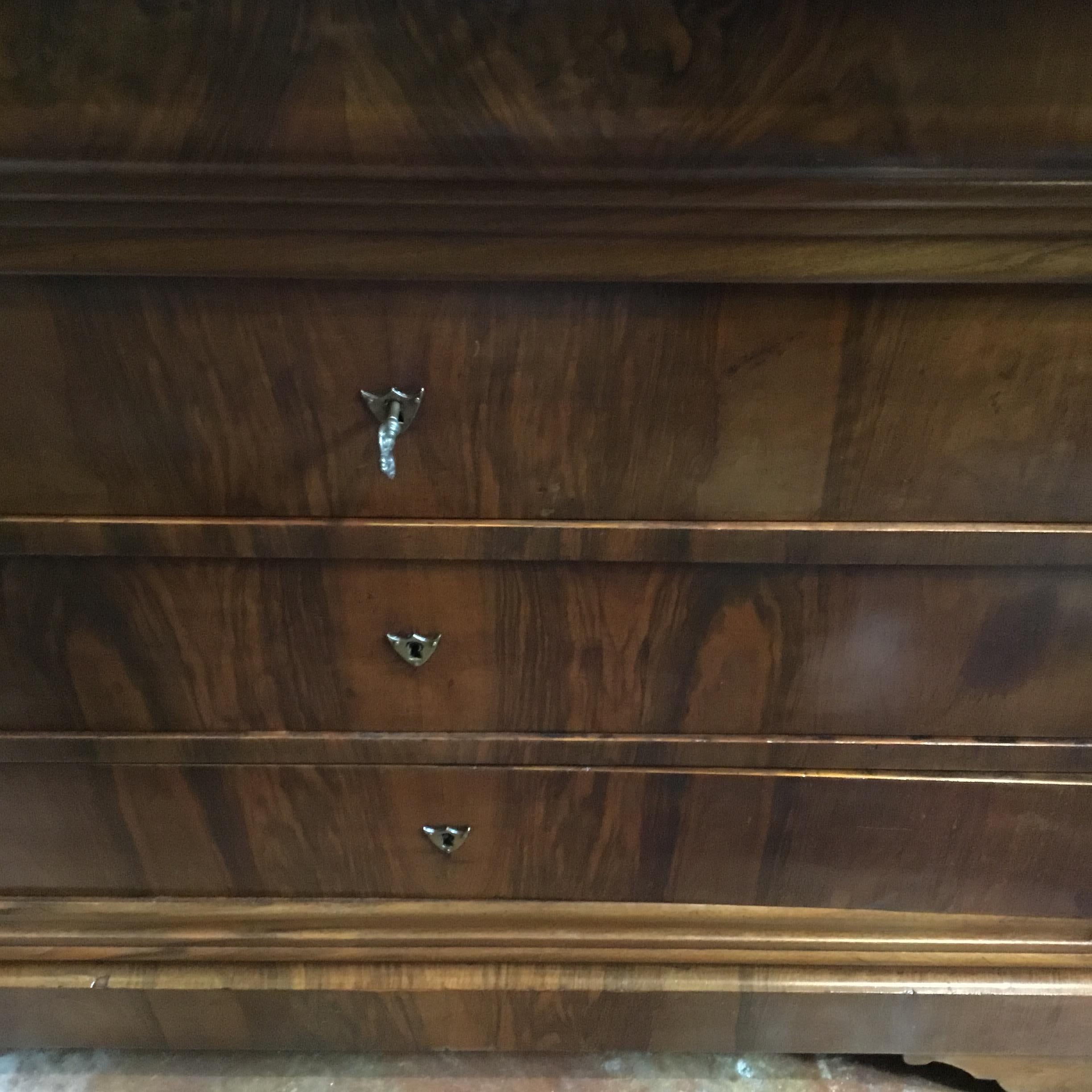 French Charles X-Style Chest or Commode with Four Drawers, Walnut, 19th Century For Sale 2