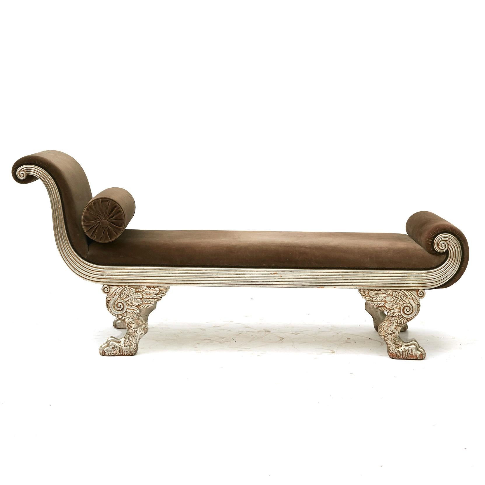 Gilt French Charles X Style Recamier For Sale