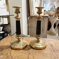 French Charles X Wood Candlesticks