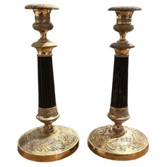 French Charles X Wood Candlesticks