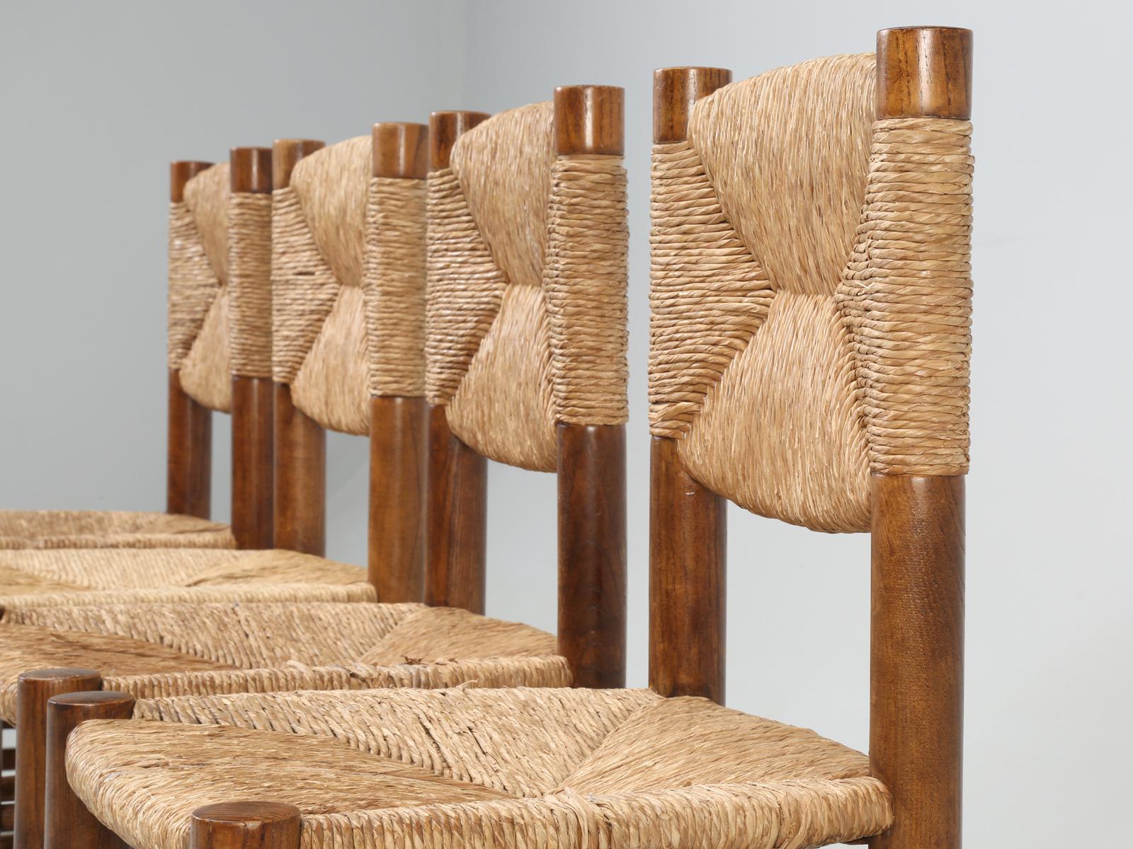 Hand-Crafted French Charlotte Perriand Bauche Chairs, Set of 4, Unrestored, circa 1950