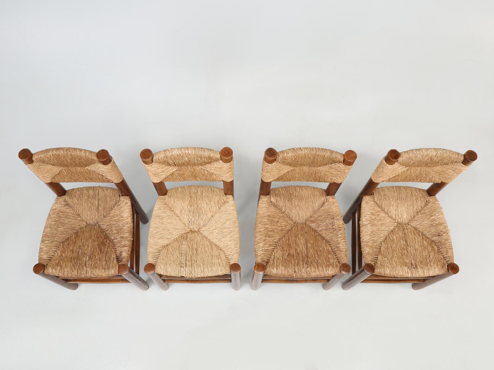 French Charlotte Perriand Bauche Chairs, Set of 4, Unrestored, circa 1950 In Good Condition In Chicago, IL