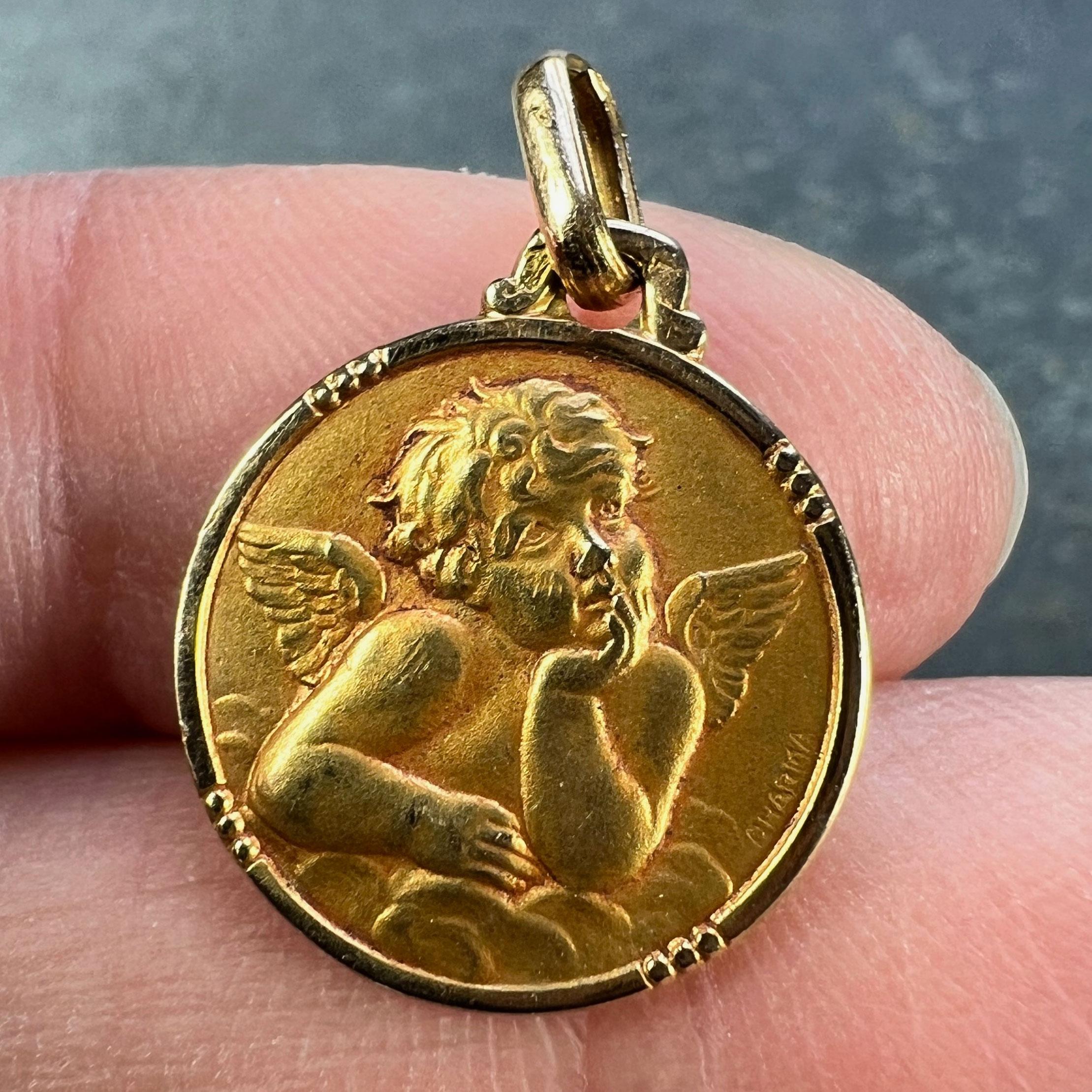 French Charma Raphael’s Cherub 18K Yellow Gold Charm Pendant For Sale 1