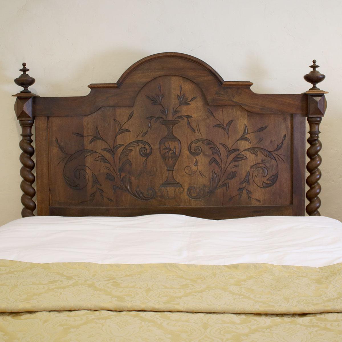 Walnut French Chateau Antique Bed WK131