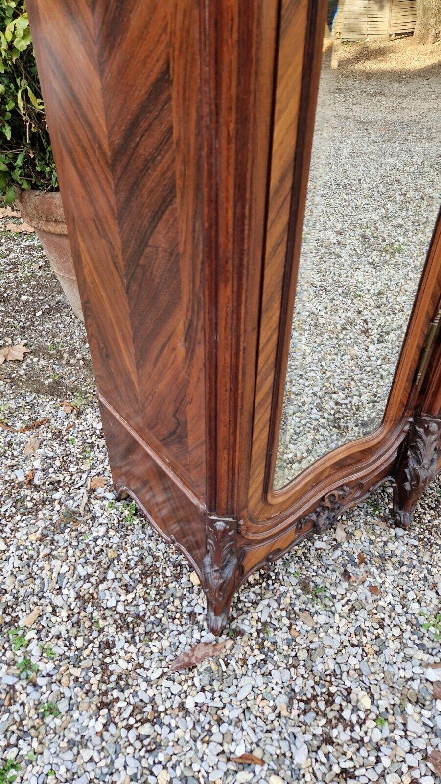 19th Century Antique French Rococo Armoire Carved Wood Triple Door 4