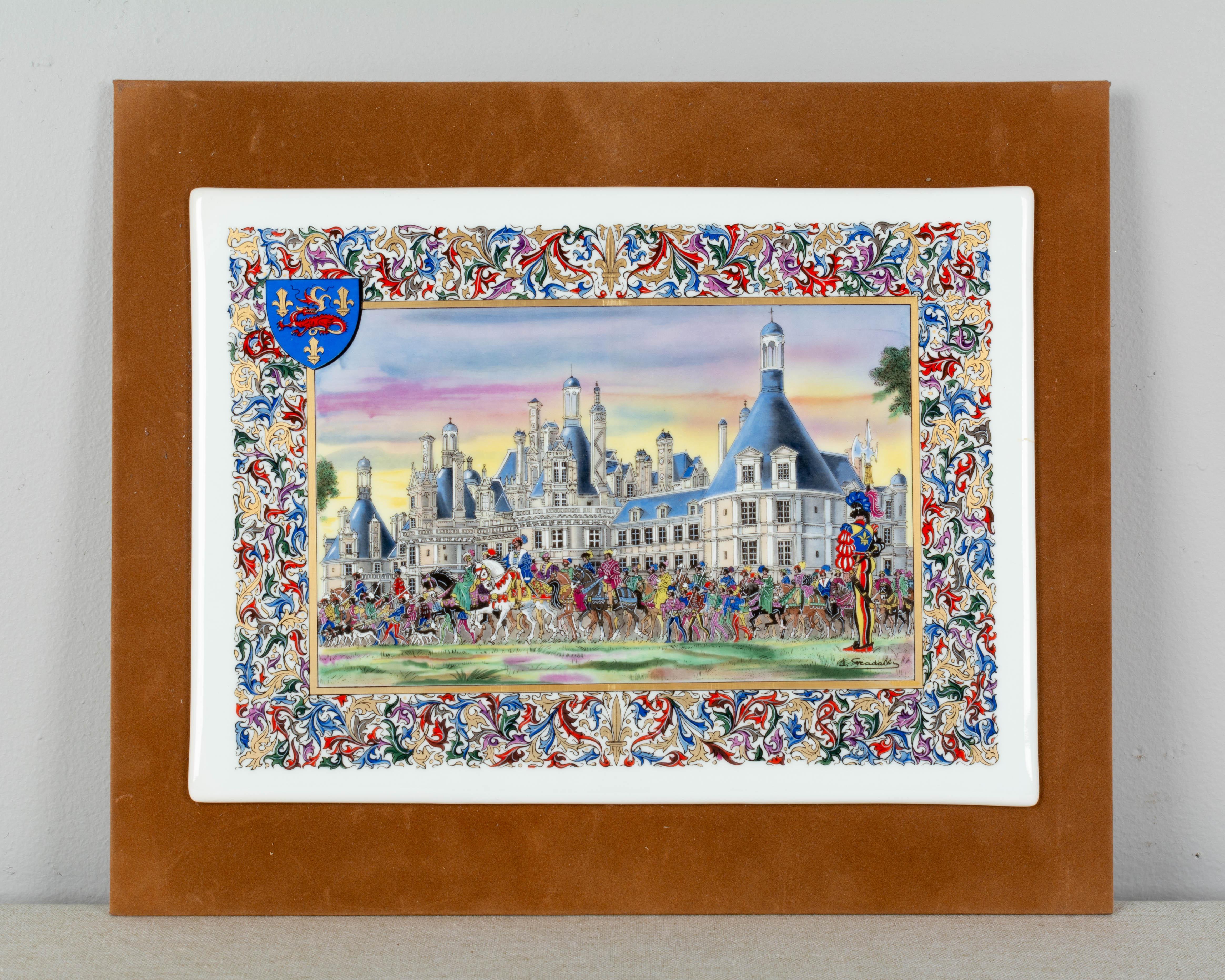 French Chateaux Porcelain Plaques, Box, Set of Six For Sale 7