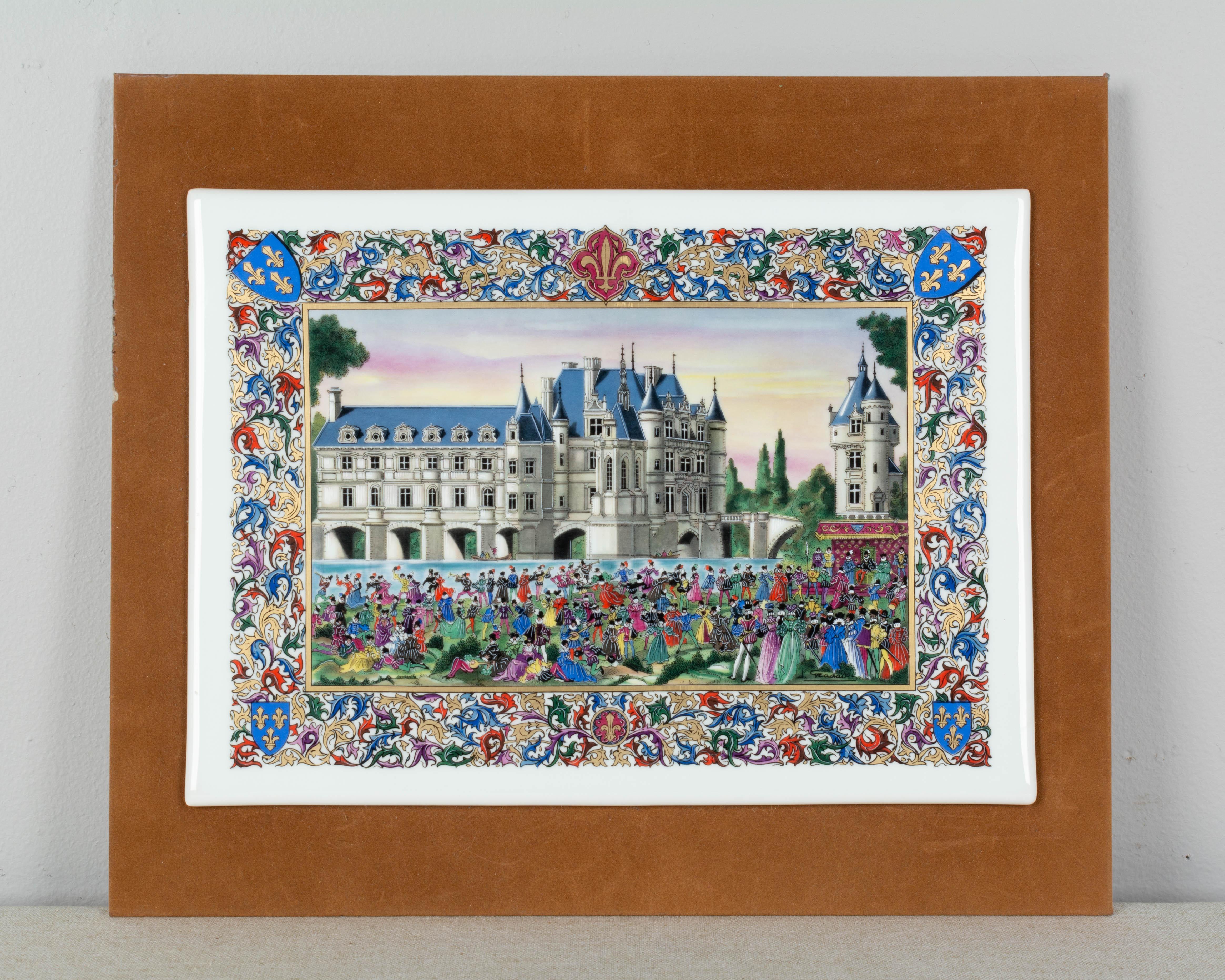 French Chateaux Porcelain Plaques, Box, Set of Six For Sale 9