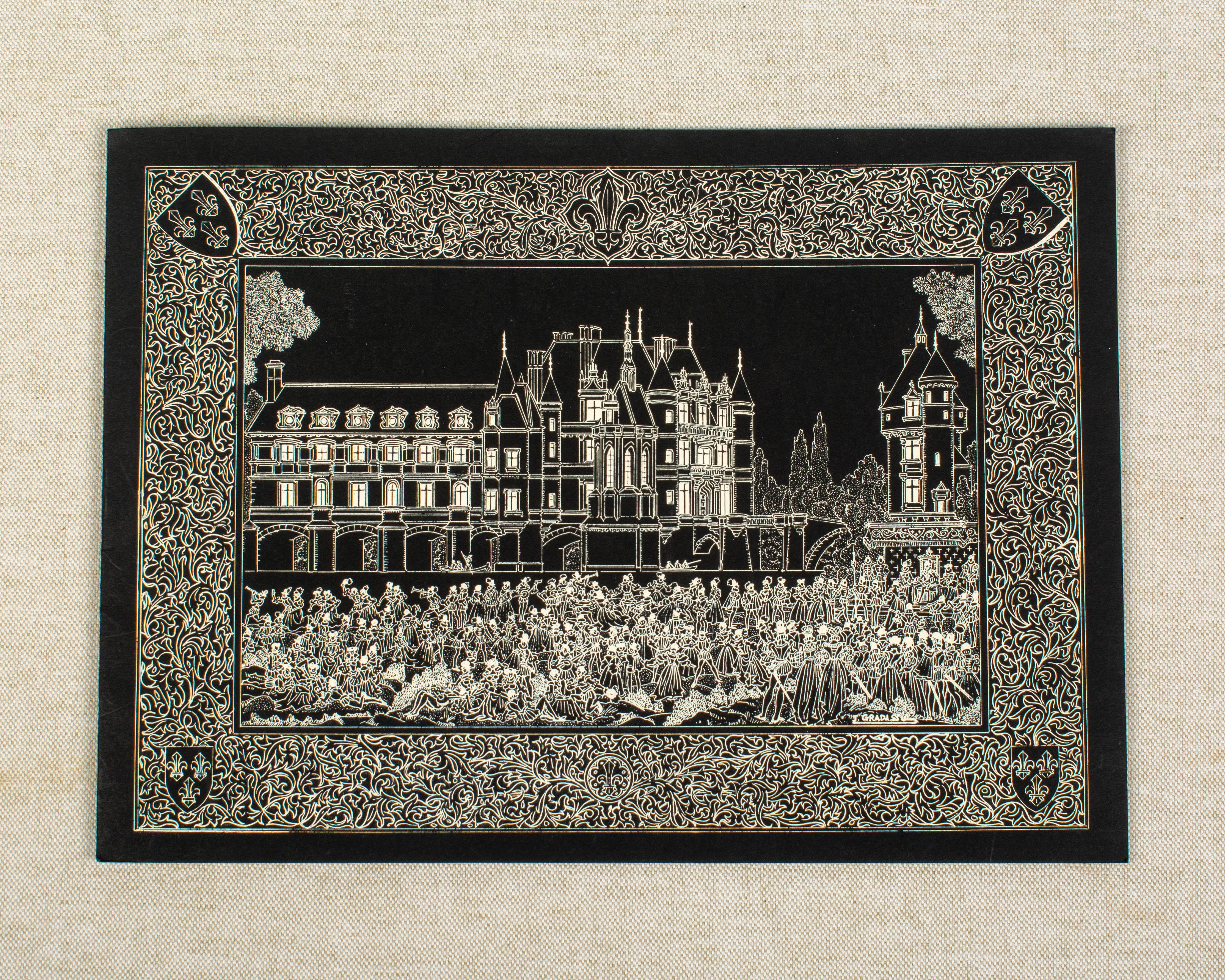 20th Century French Chateaux Porcelain Plaques, Box, Set of Six For Sale