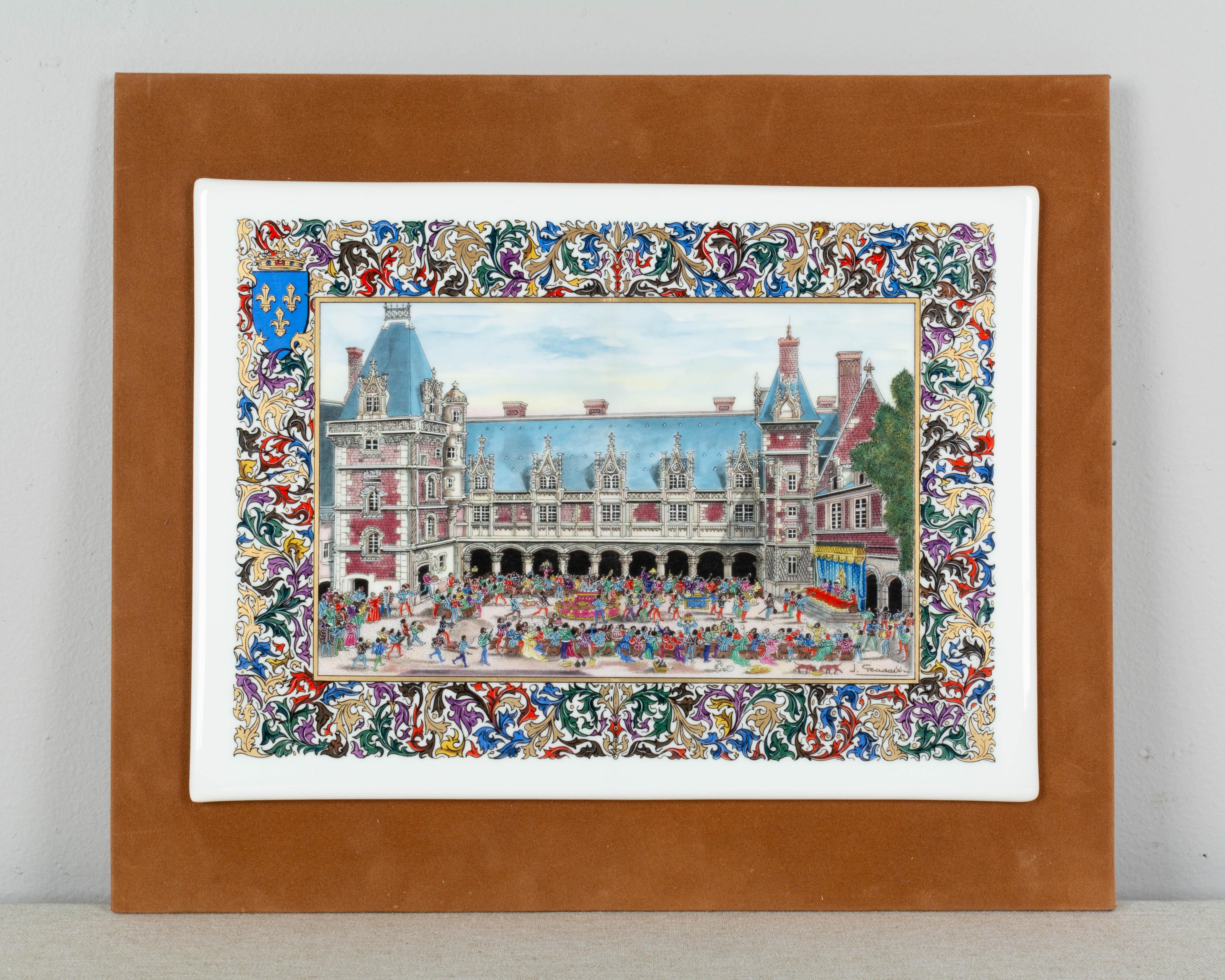 French Chateaux Porcelain Plaques, Box, Set of Six For Sale 3