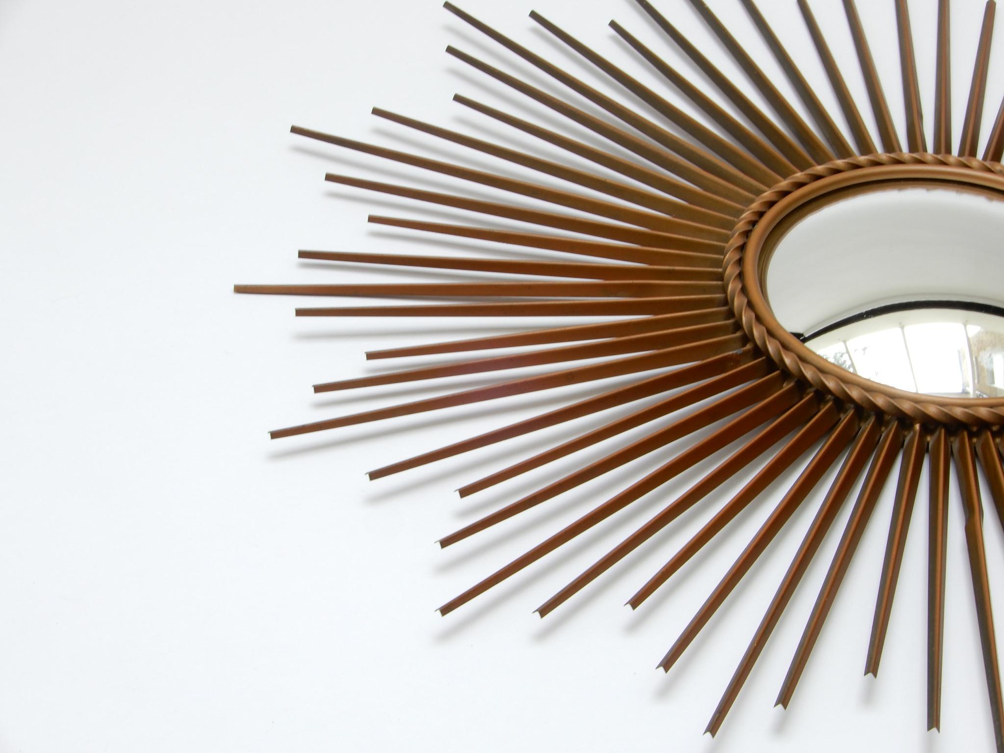 Brass French Chaty Vallauris Sunburst Mirror, 1960s