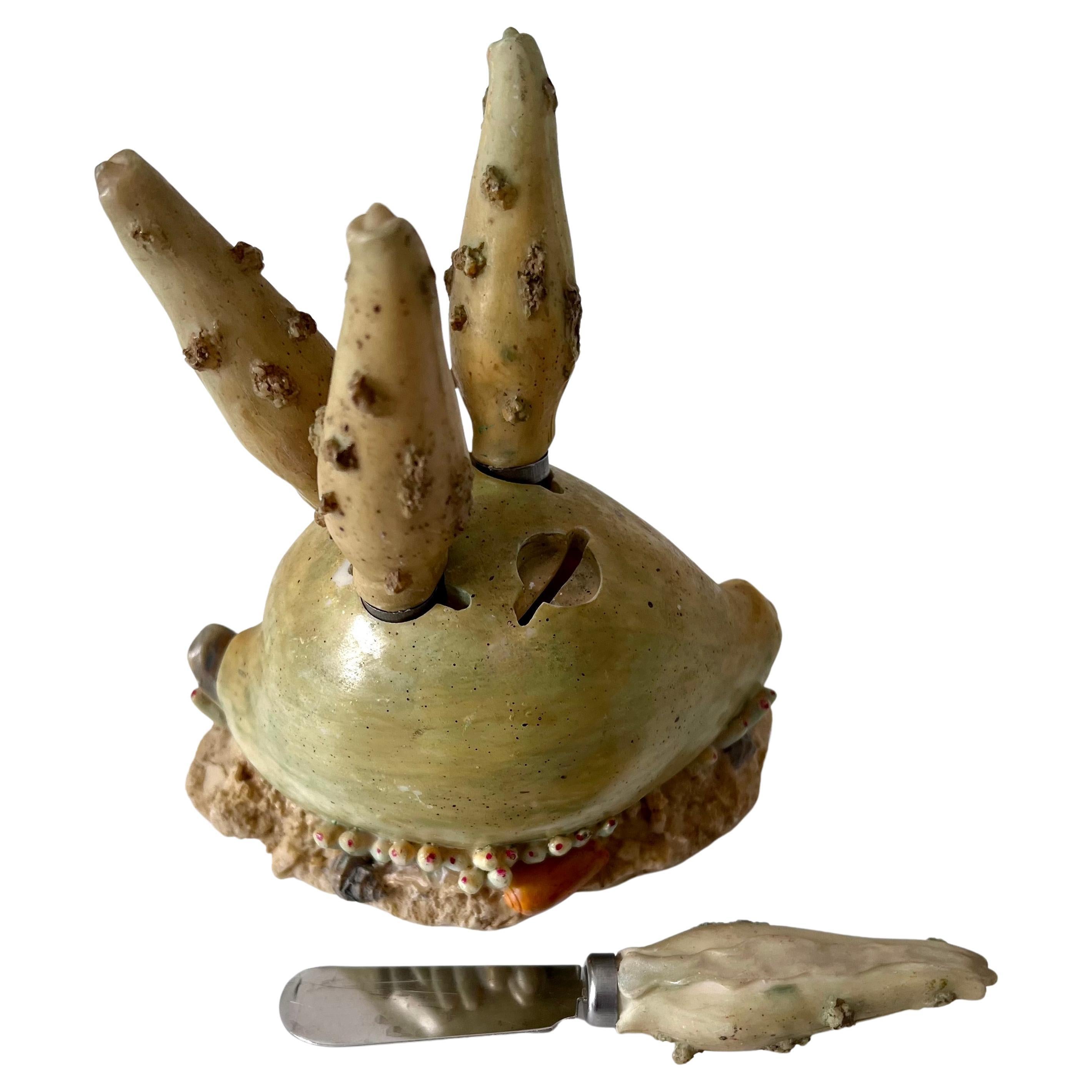 French Cheese Spreader in the Shape of a Shell with Four Knives For Sale