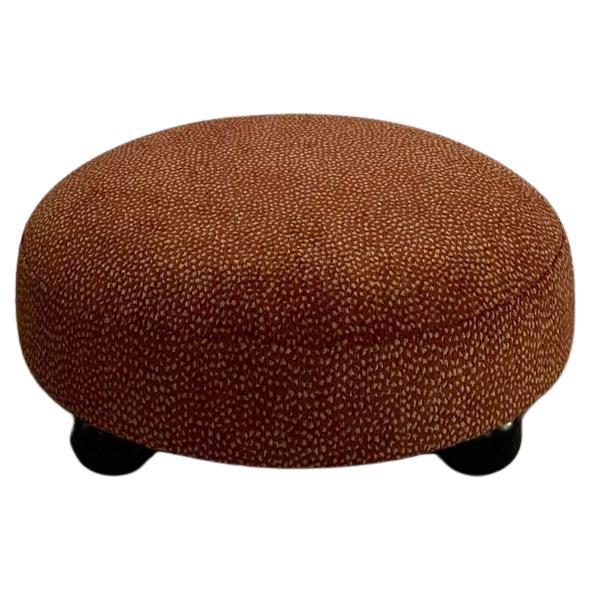 French Chenille Ottoman Floor Cushion - Paprika