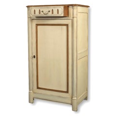 French Cherry Bonnetière, Campaign Style, 1 Drawer, 2 Shelves, Cream Lacquered