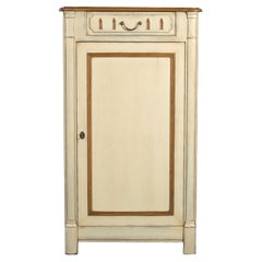 French Cherry Bonnetière, Campaign Style, 1 Drawer, 2 Shelves, Cream Lacquered