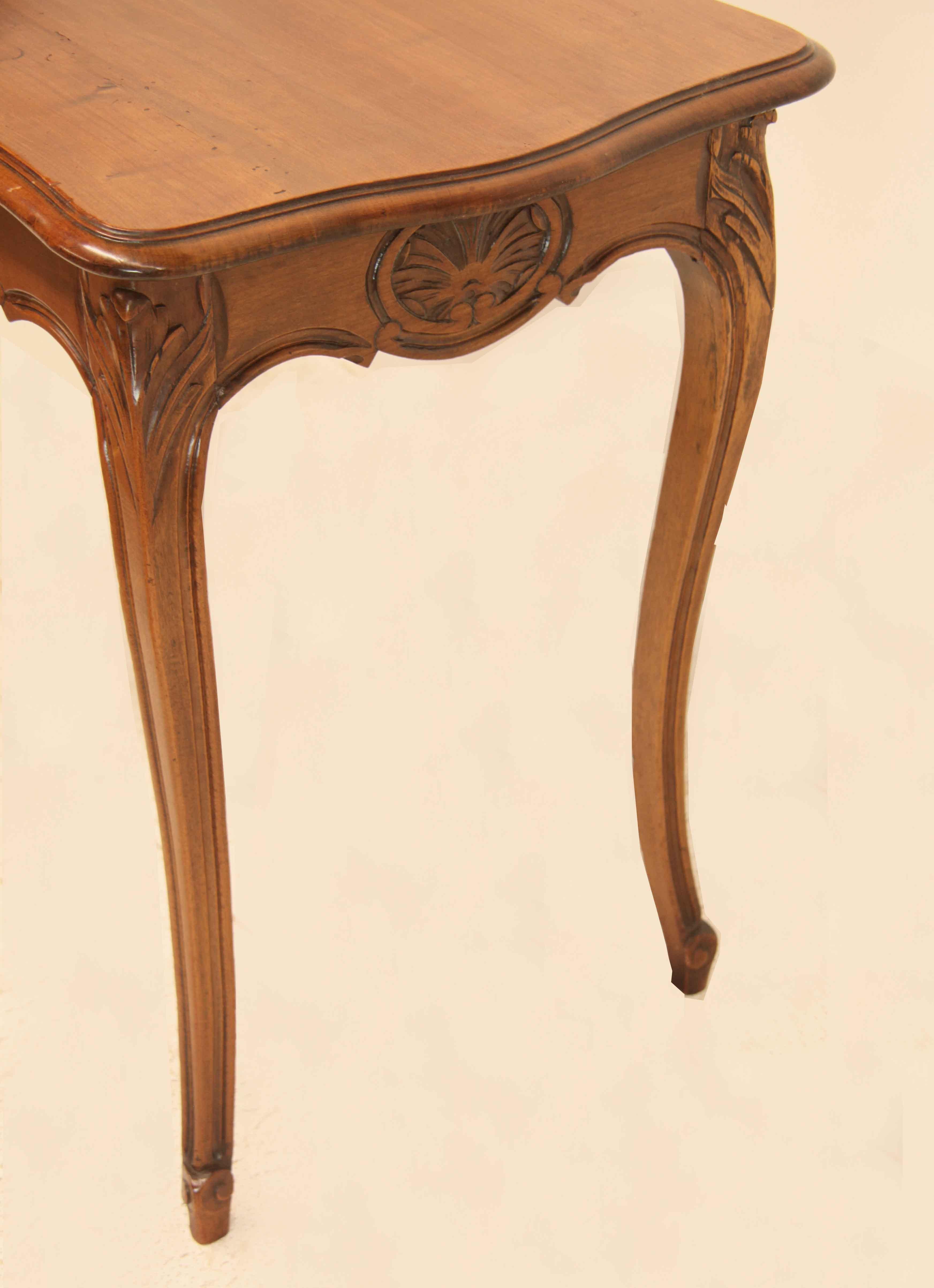 Hand-Carved French Cherry Center Table For Sale