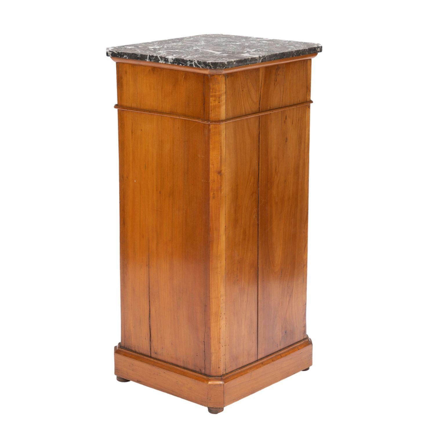 19th Century French cherry chevet with a Saint Anne marble top, 1830-45 For Sale