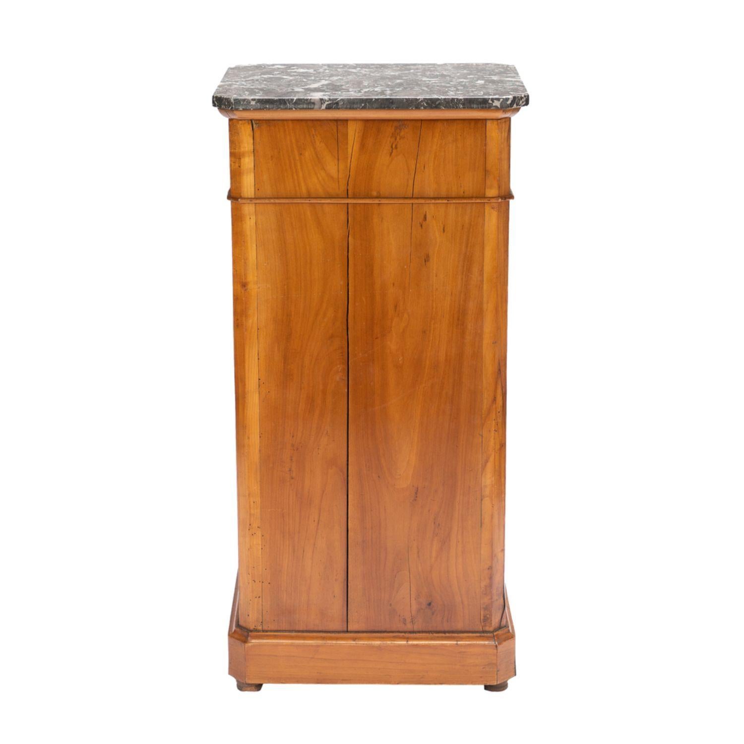 Marble French cherry chevet with a Saint Anne marble top, 1830-45 For Sale