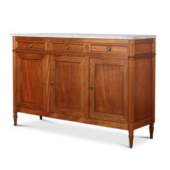 French Cherry Directoire Style Buffet with Marble Top