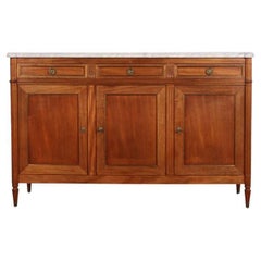 French Cherry Directoire Style Buffet with Marble Top