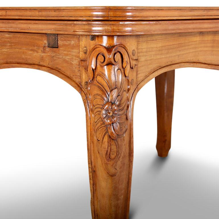 Hand-Carved French 19th Century Cherry Drawleaf Table from Provence.