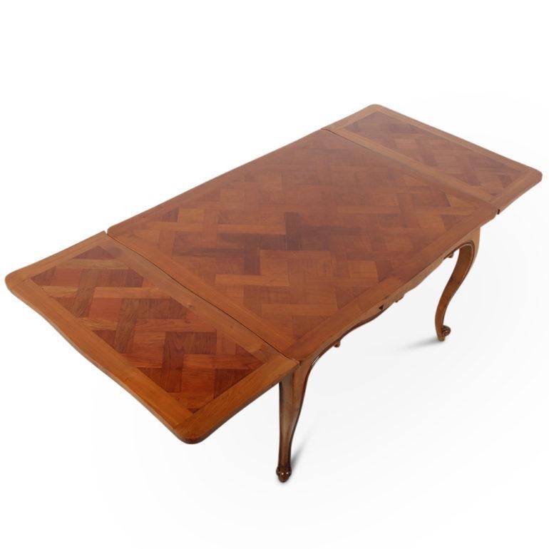 Louis XV French Cherry Draw-Leaf Table