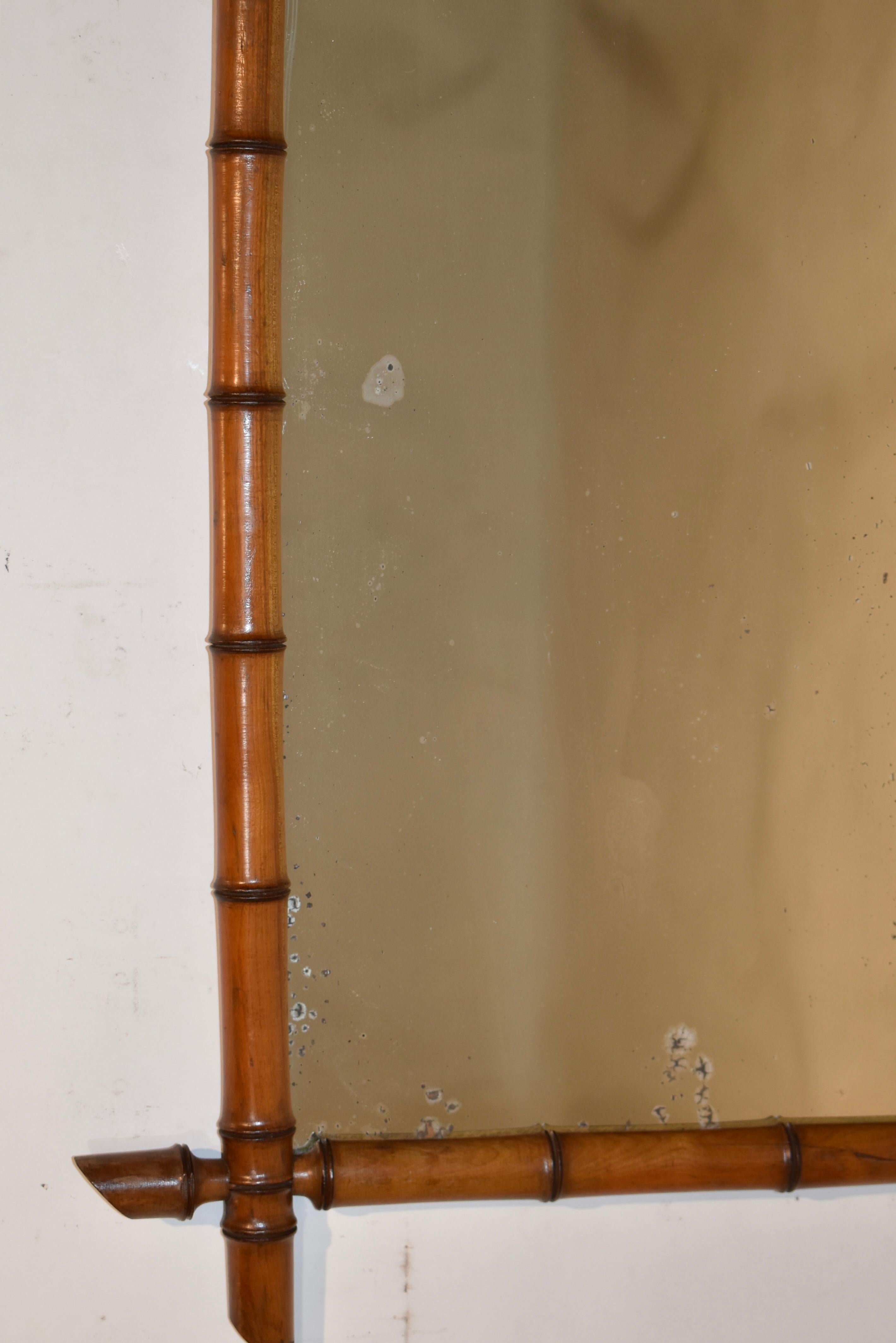 Specchio in ciliegio francese in finto bambù, CIRCA 1900 in vendita 4