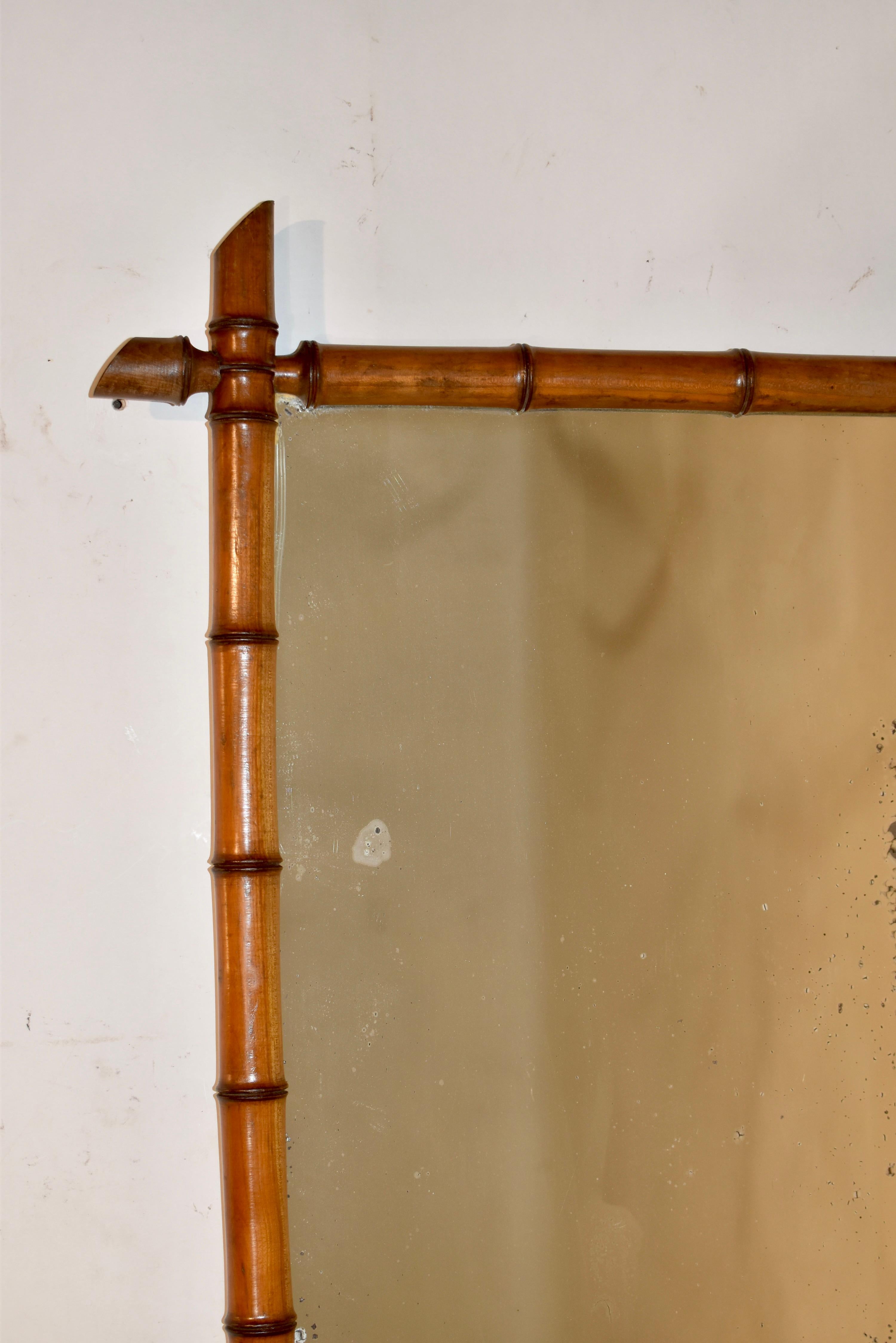 Specchio in ciliegio francese in finto bambù, CIRCA 1900 in vendita 5