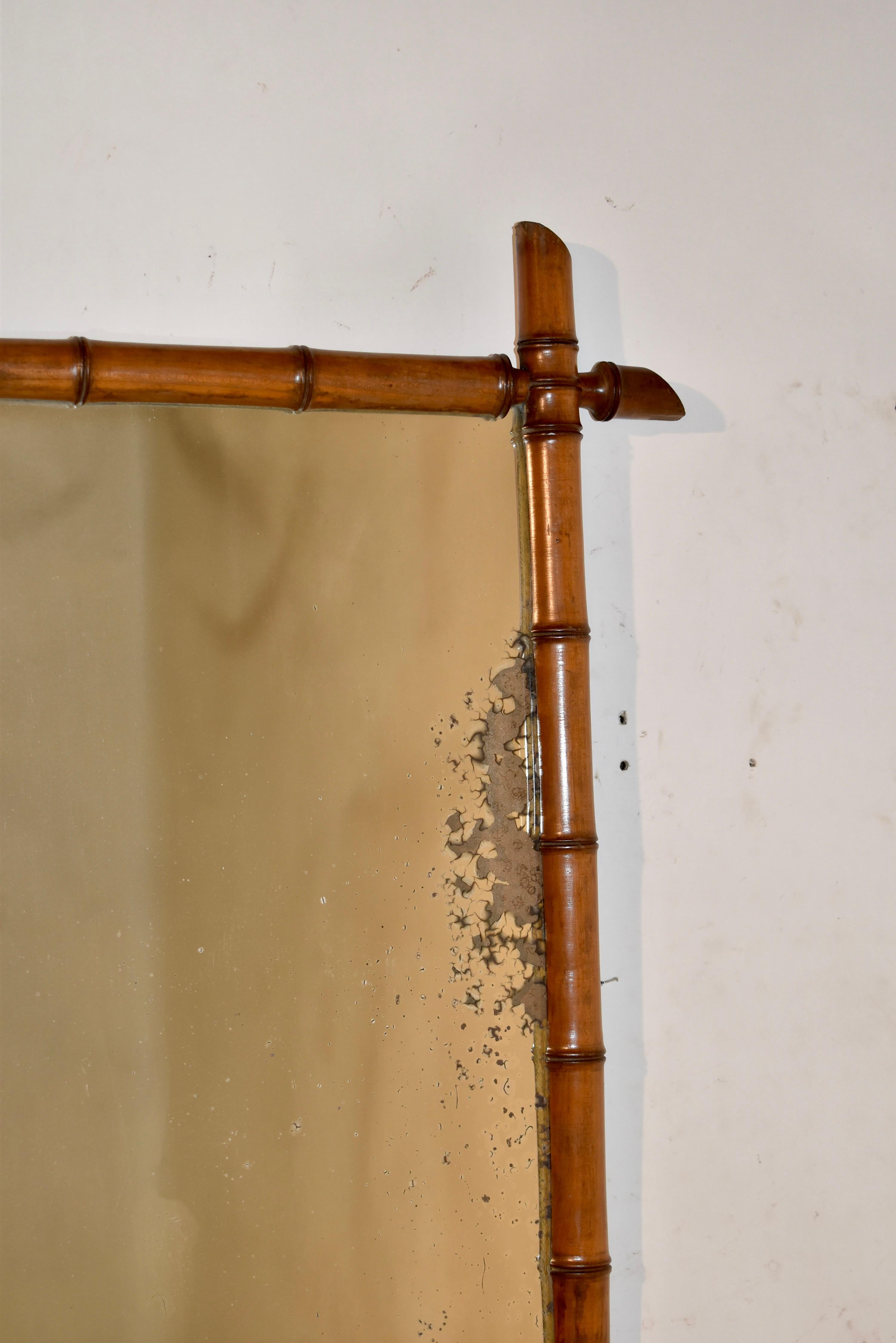 Specchio in ciliegio francese in finto bambù, CIRCA 1900 in vendita 6