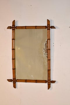French Cherry Faux Bamboo Mirror, Circa 1900