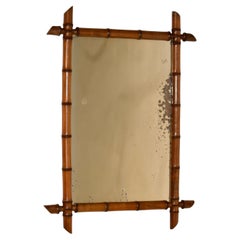 French Cherry Faux Bamboo Mirror, Circa 1900