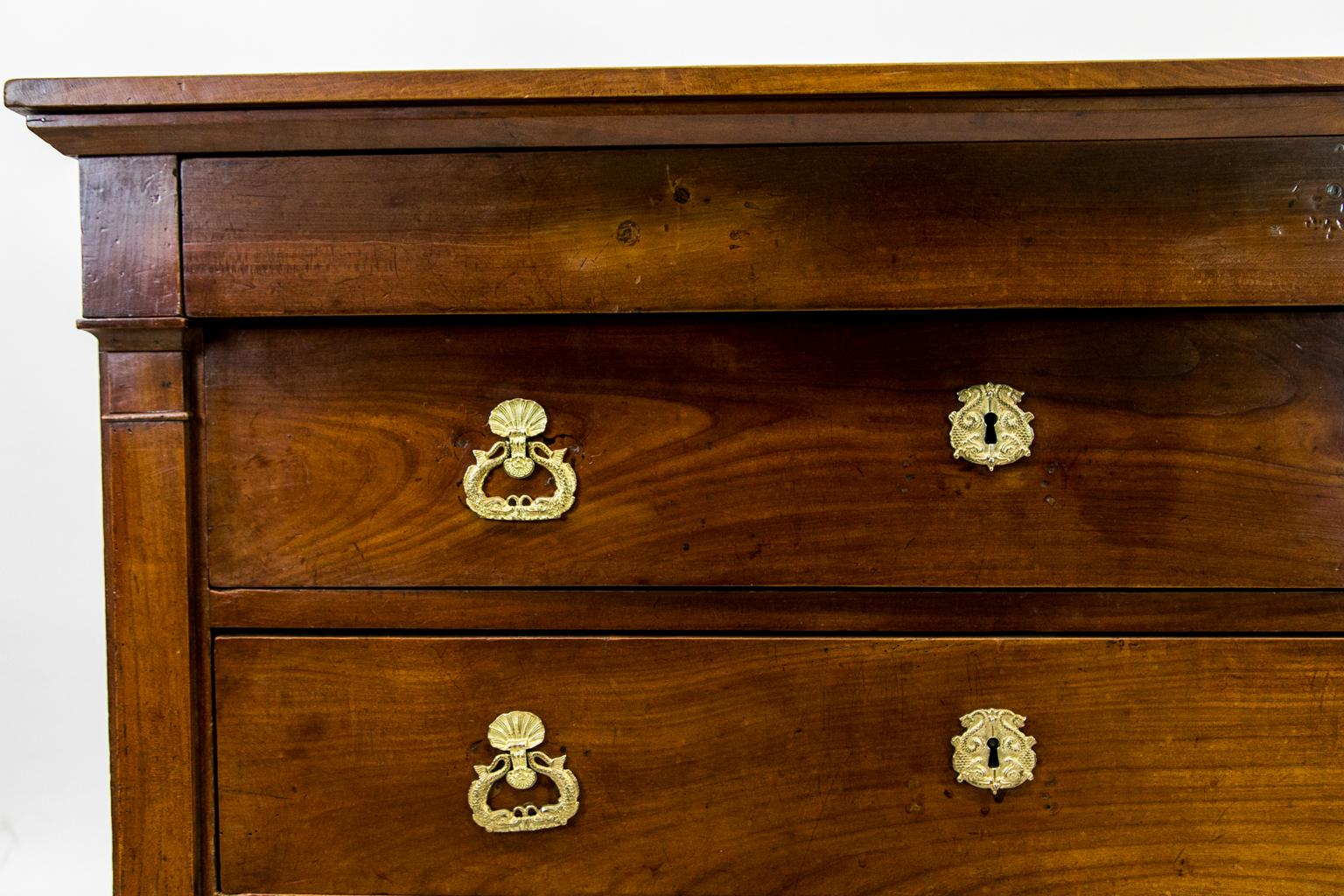 Mid-19th Century French Cherry Four-Drawer Chest For Sale