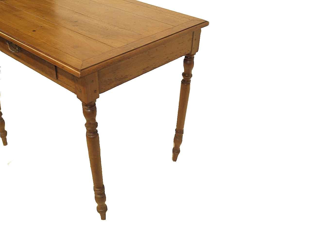 Turned French Cherry One Drawer Side Table For Sale