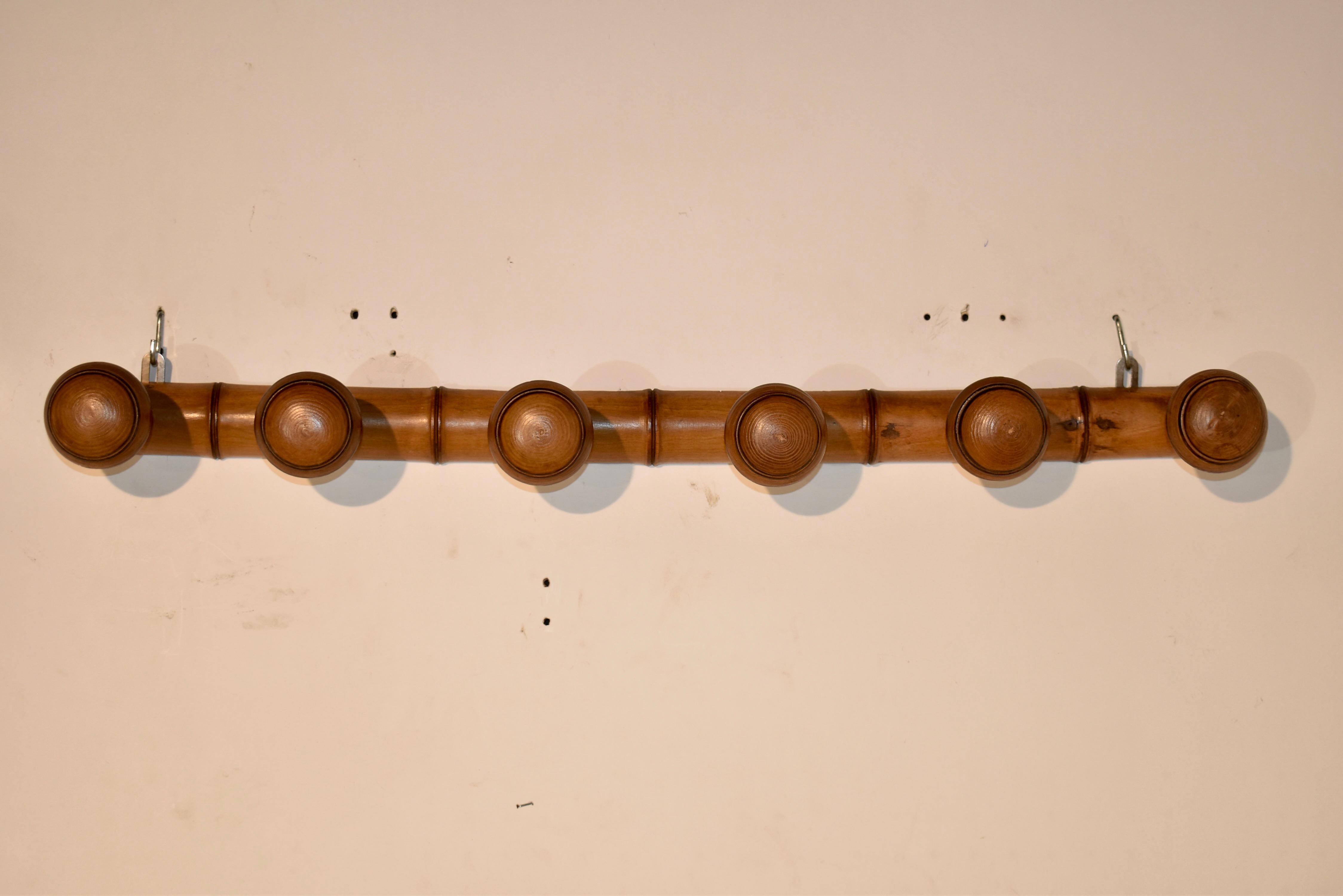 French Cherry Six Peg Hat Rack, C. 1920 1