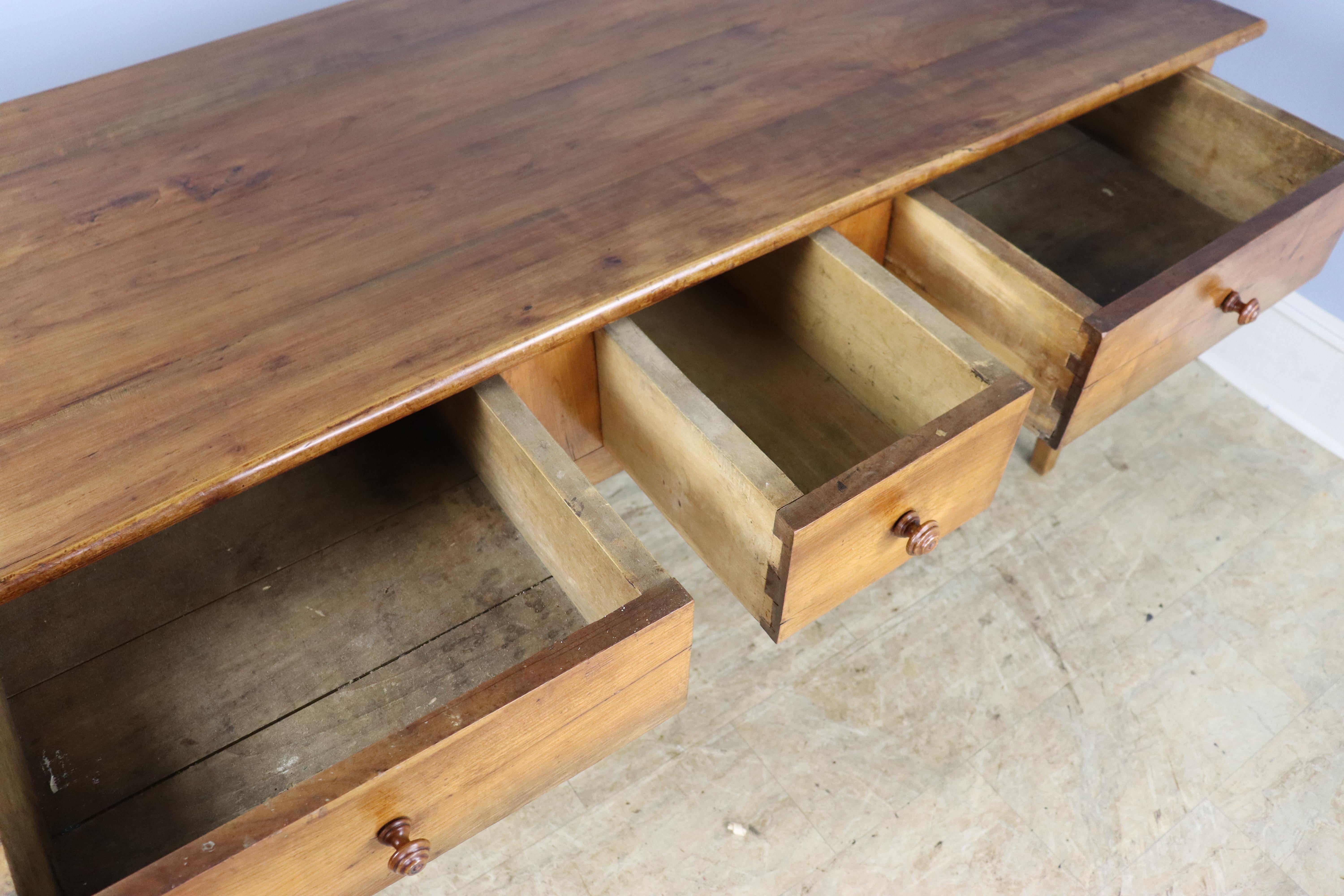 French Cherry Three Drawer Serving Table For Sale 7
