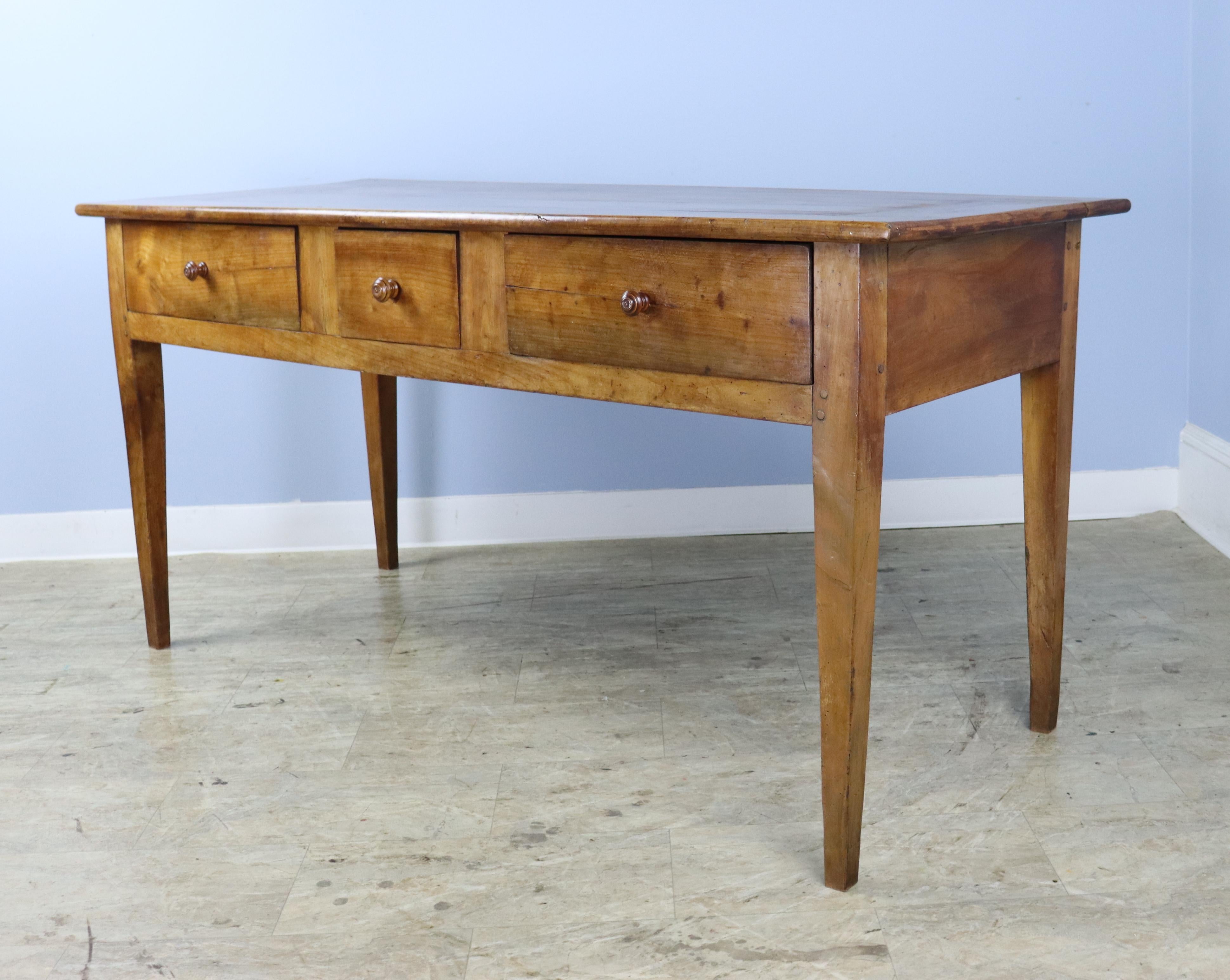 19th Century French Cherry Three Drawer Serving Table For Sale