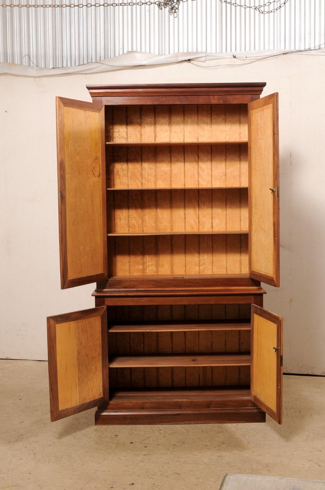 French Cherry Wood 7.5+ Ft. Tall Enclosed Cabinet with Slender Depth, Mid 20th c In Good Condition For Sale In Atlanta, GA