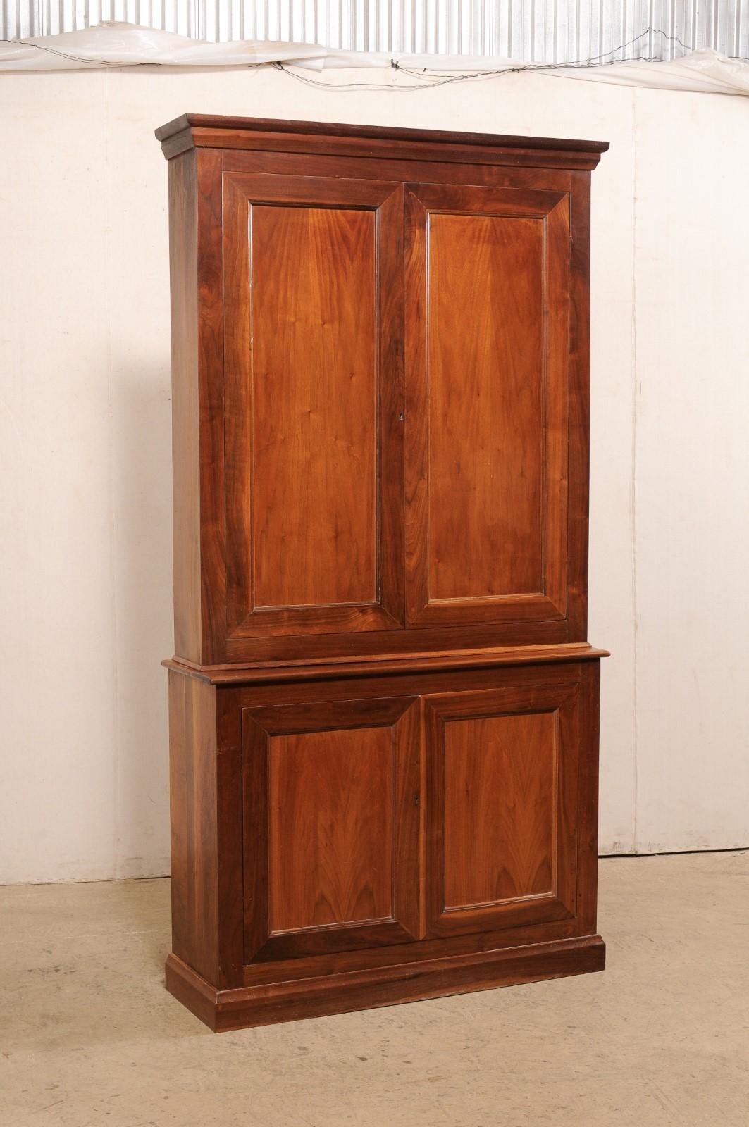 French Cherry Wood 7.5+ Ft. Tall Enclosed Cabinet with Slender Depth, Mid 20th c For Sale 1