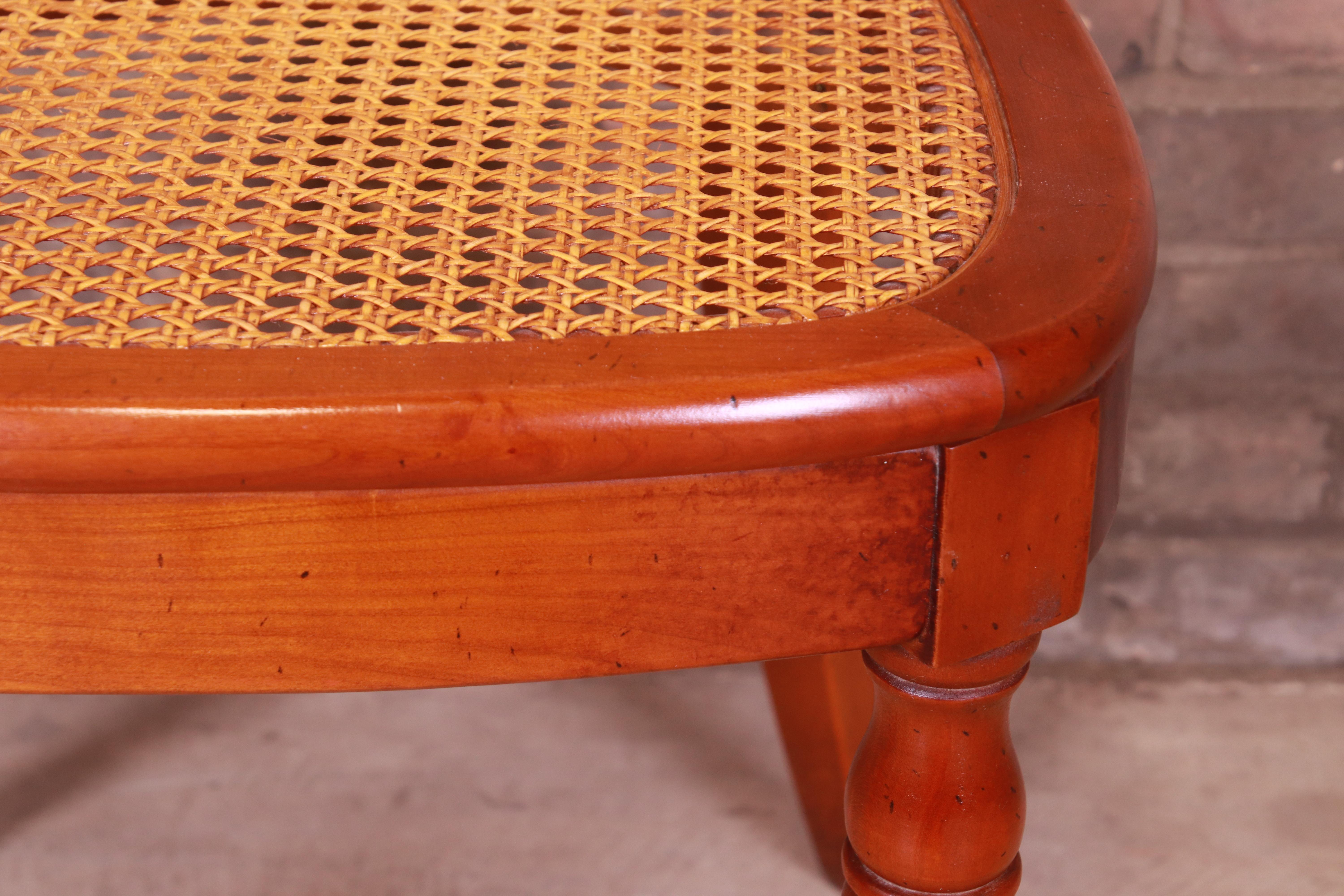 French Cherry Wood and Cane Balloon Back Desk Chair Attributed to Grange 4
