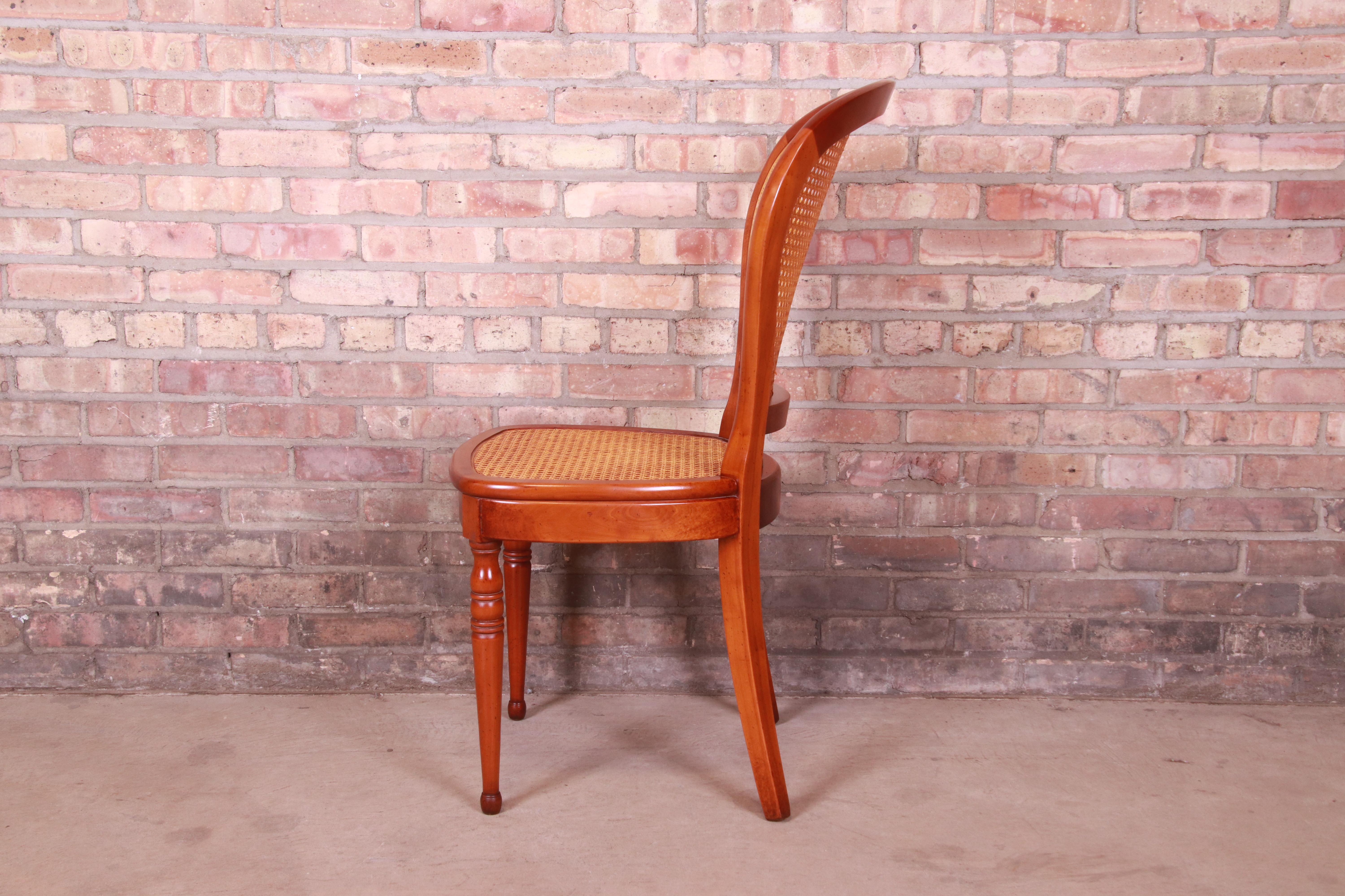 French Cherry Wood and Cane Balloon Back Desk Chair Attributed to Grange 6